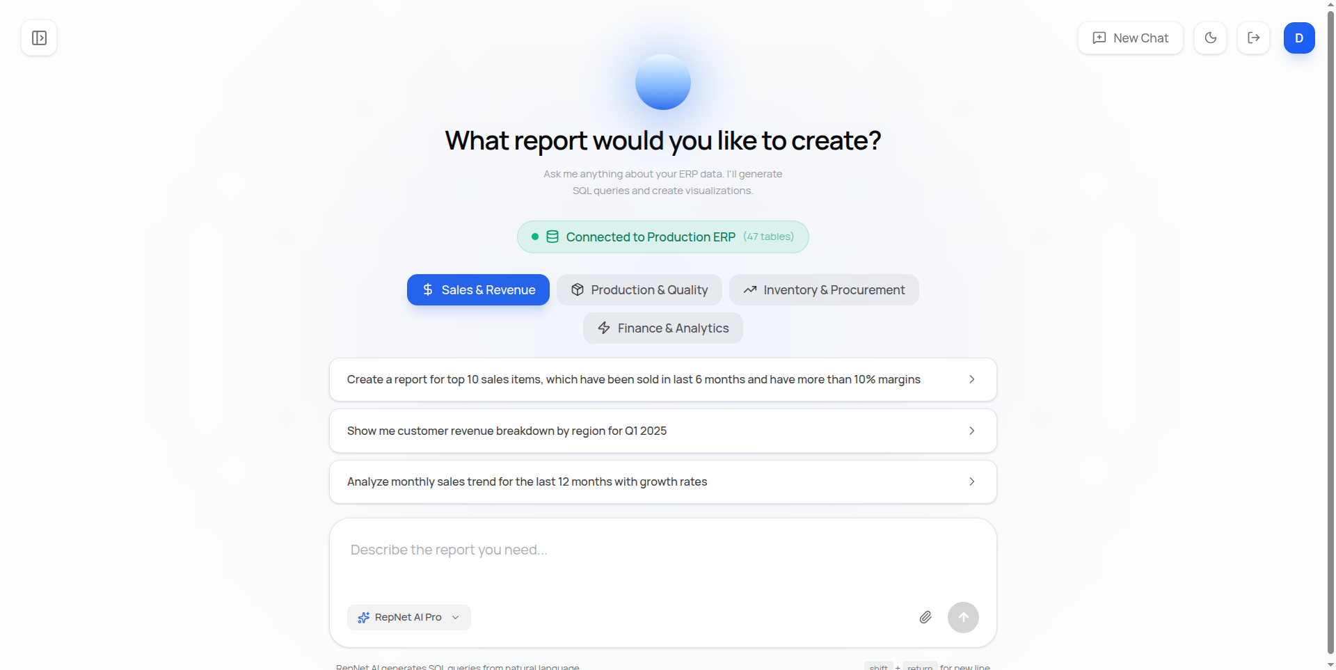 Repnex Chat Interface Screenshot